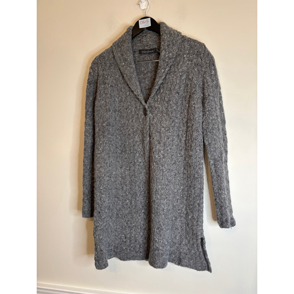 IrelandsEye Gray Wool Cashmere Cable Knit Cardigan Small - Picture 3 of 8